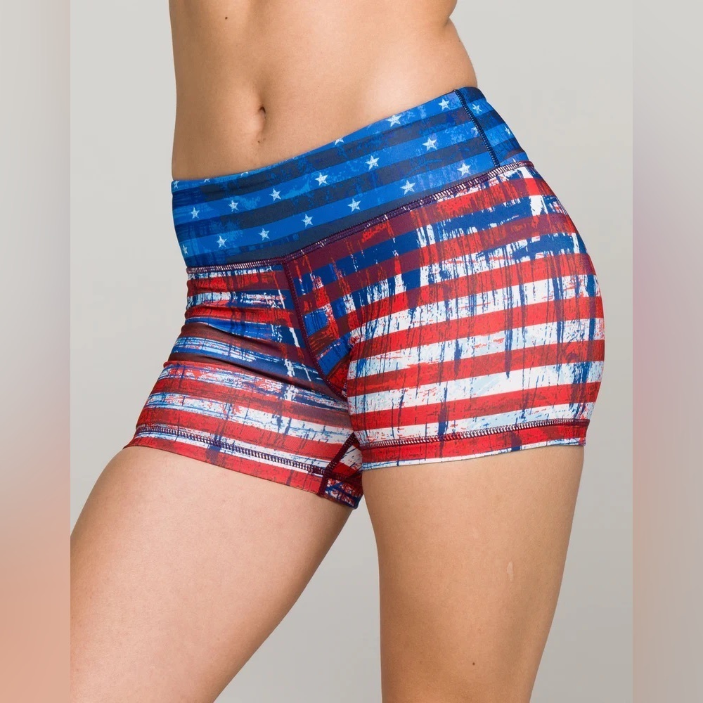 IAB MFG 8 med USA flag red white blue CrossFit workout training gym shorts​​